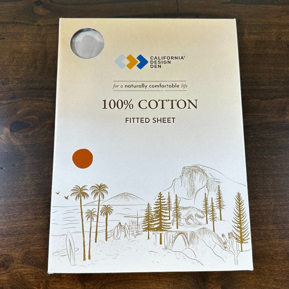 California Design Den Twin XL Fitted Sheet-100% Cotton Sateen-Beige(Warm Taupe)